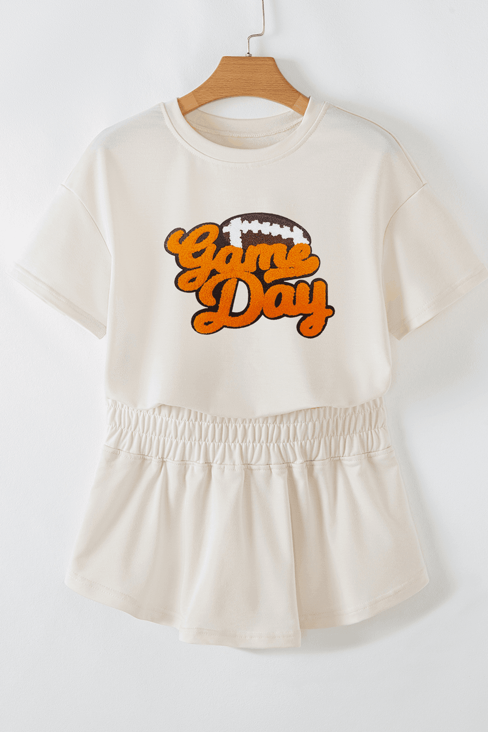 image-Beige Game Day Graphic Tee and Skort 2 Piece Set