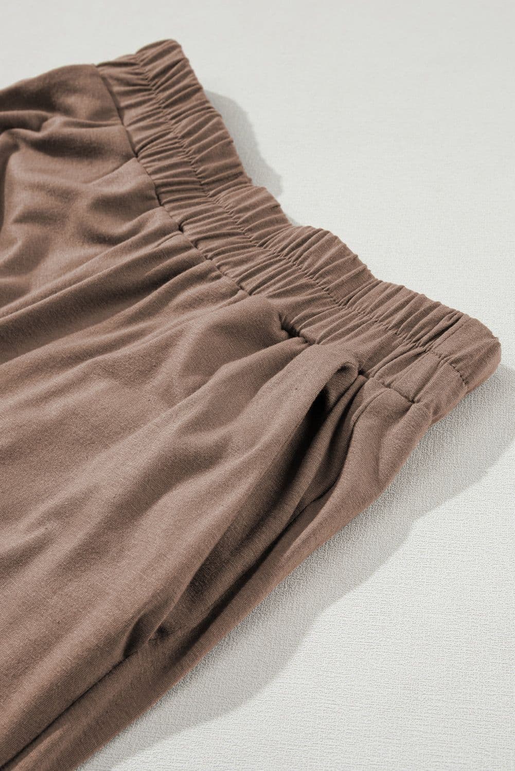 image-Solid Color T-Shirt & Wide Leg Pants Set - 2pcs - Comfortable Fabric