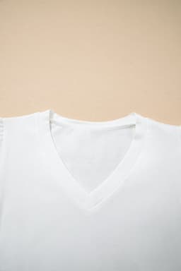 image-White Eyelet Embroidered Flutter Sleeve V-Neck Tee - 95% Cotton