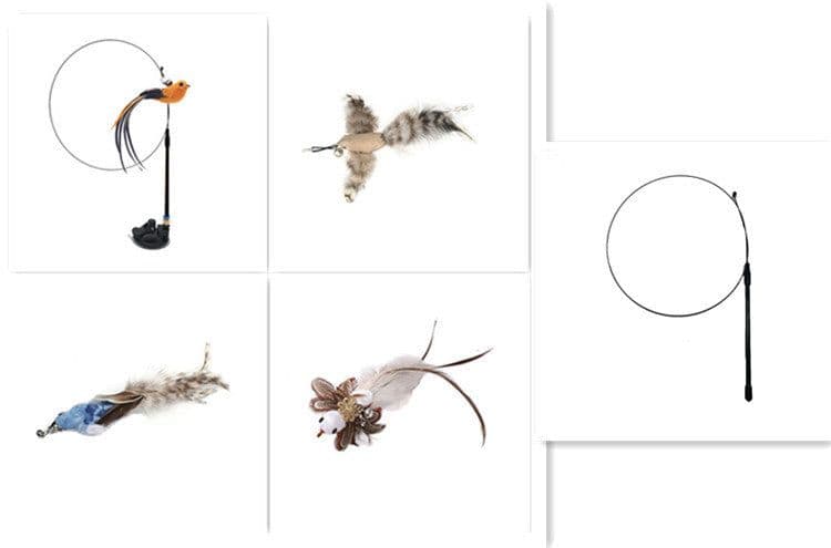 image-Steel Wire Feather Funny Cat Stick Long Rod
