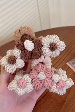 image-Pink Flower Crochet Hair Claw Clip Large