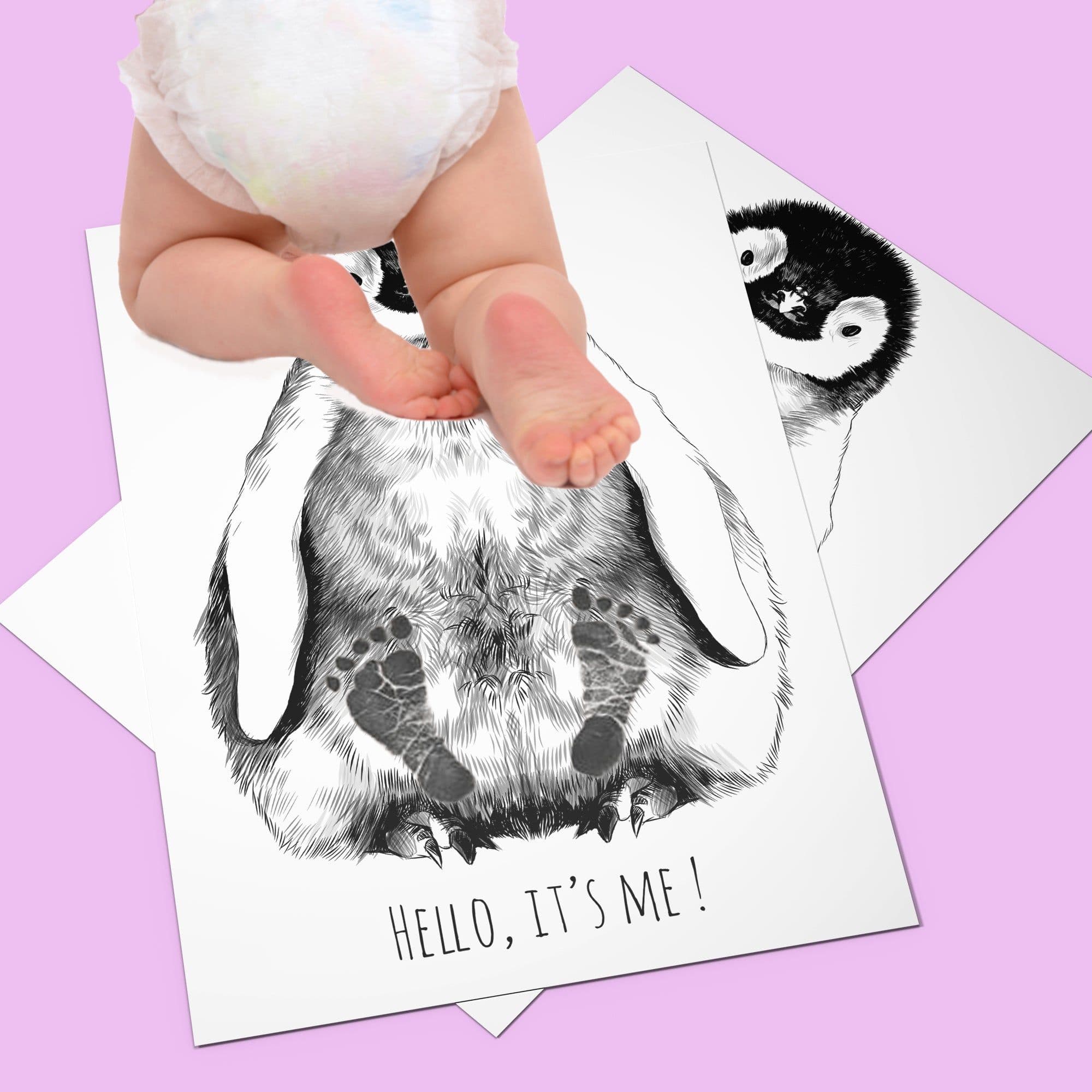 image-Personalized Baby Penguin Footprint Kit, A4 format, white