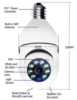 image-WiFi CAMERA 1080P Bulb 4X Zoom Camera E27 Home 5GWiFi Alarm Monitor
