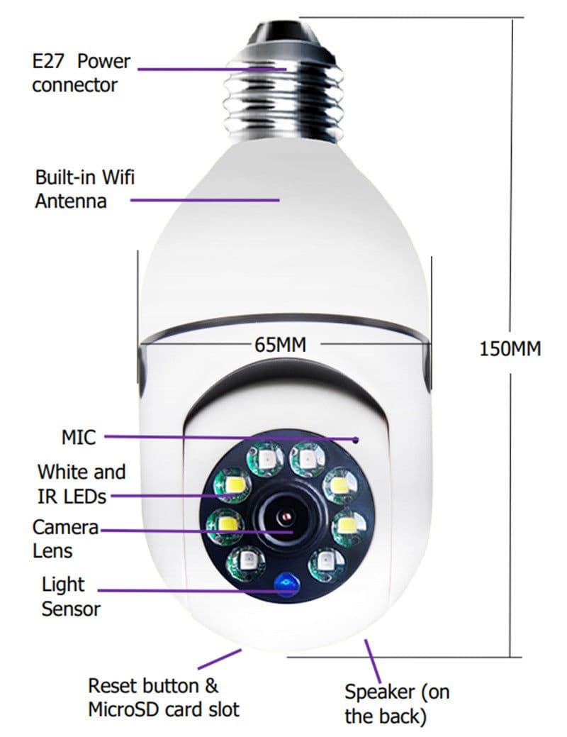 image-WiFi CAMERA 1080P Bulb 4X Zoom Camera E27 Home 5GWiFi Alarm Monitor