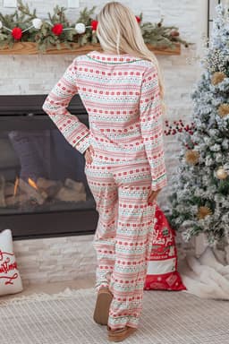 image-White Christmas Pajama Set - Shirt & Pants 2pc