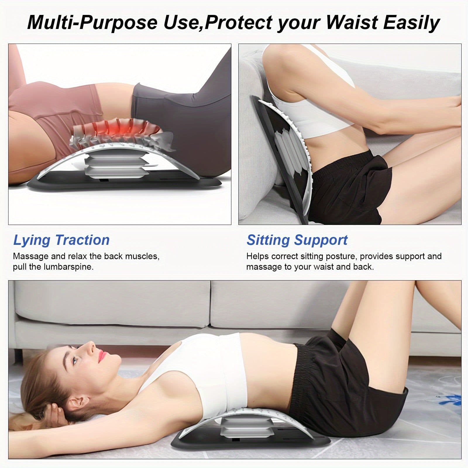 image-Back Stretcher & Massager - Relieve Sciatica & Fibromyalgia Pain(White)