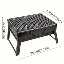 image-Portable Folding Charcoal BBQ Grill - Stainless Steel Outdoor Camping Stove