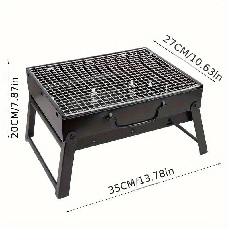 image-Portable Folding Charcoal BBQ Grill - Stainless Steel Outdoor Camping Stove
