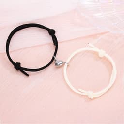 image-Simple Alloy Love Magnets Attracting Couple Bracelets