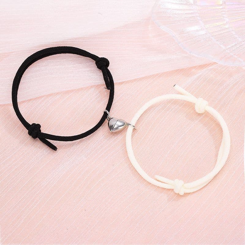 image-Simple Alloy Love Magnets Attracting Couple Bracelets