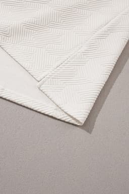 image-White Textured V Neck Collared Short Sleeve Top