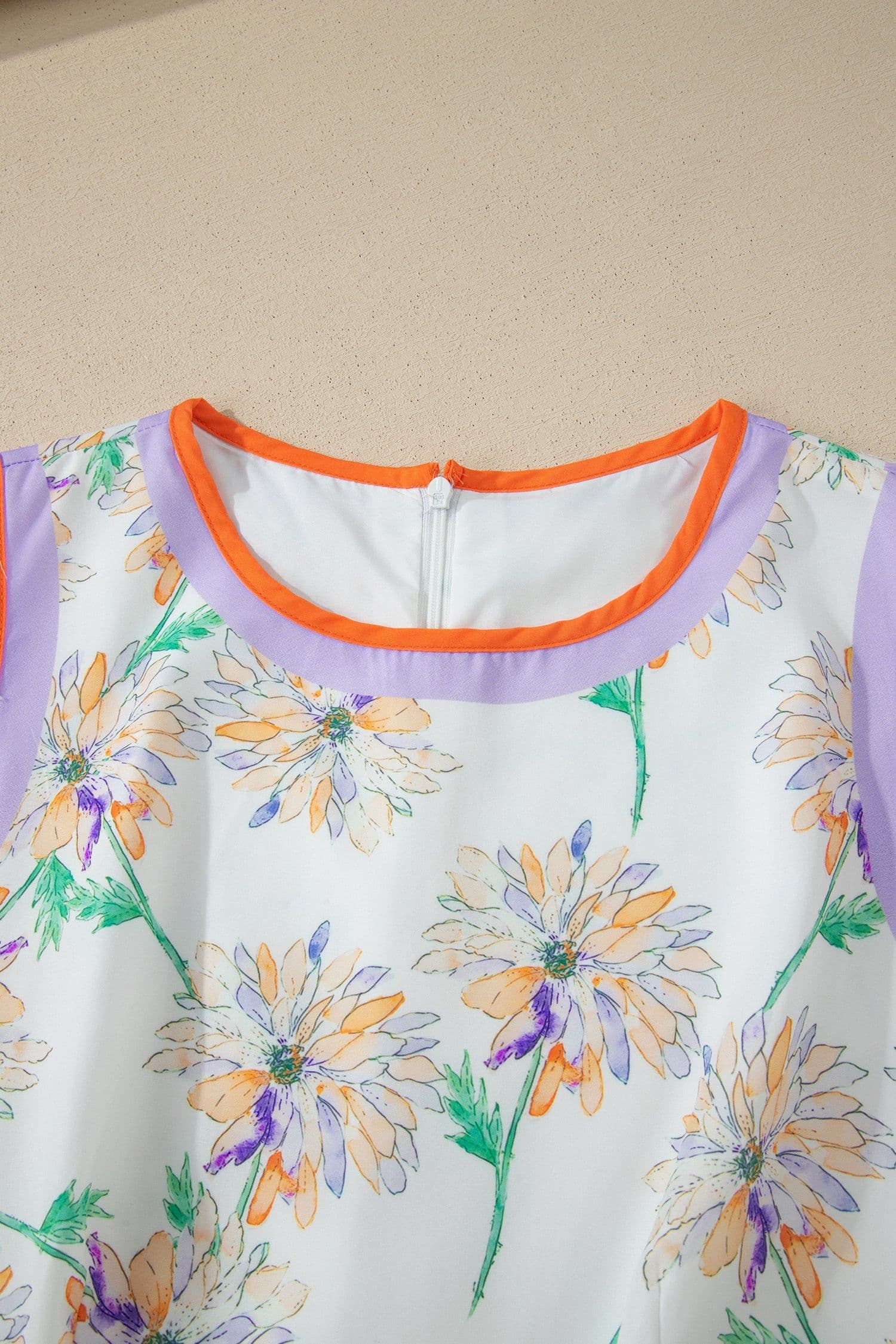 image-White Floral Print Color Block Maxi Dress Belted