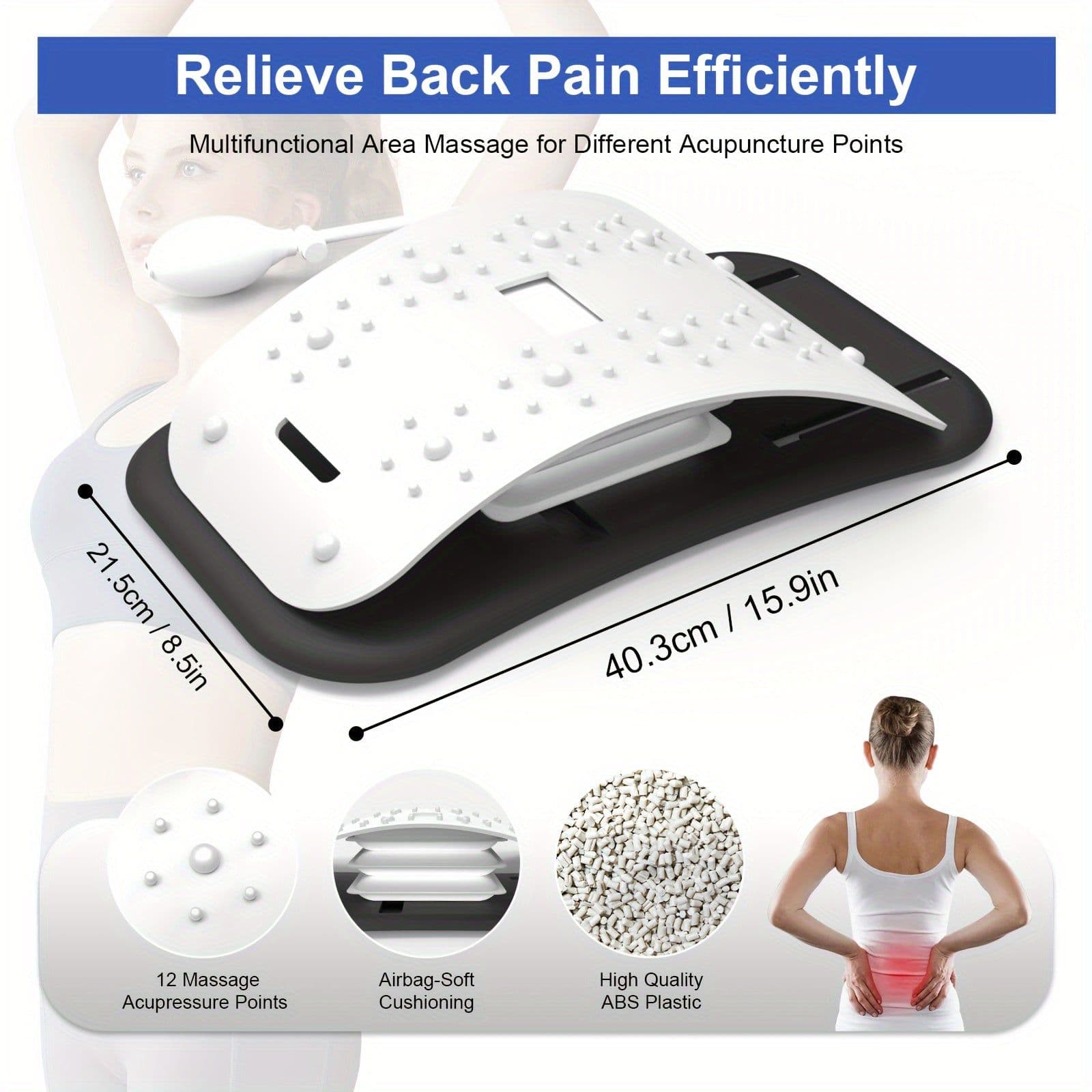 image-Back Stretcher & Massager - Relieve Sciatica & Fibromyalgia Pain(White)