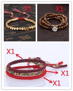 image-Handmade Tibetan Buddhist Bracelets On Hand Braided Copper Beads Lucky Rope Bracelet & Bangles For Women Men