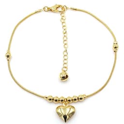 image-Heart-Shaped Pendant Anklet - Gold 27cm