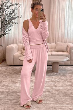 image-Light Pink 3-Piece Cozy Knit Lounge Set