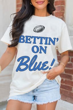 image-Rugby Football Graphic Crewneck T-Shirt - White Blue