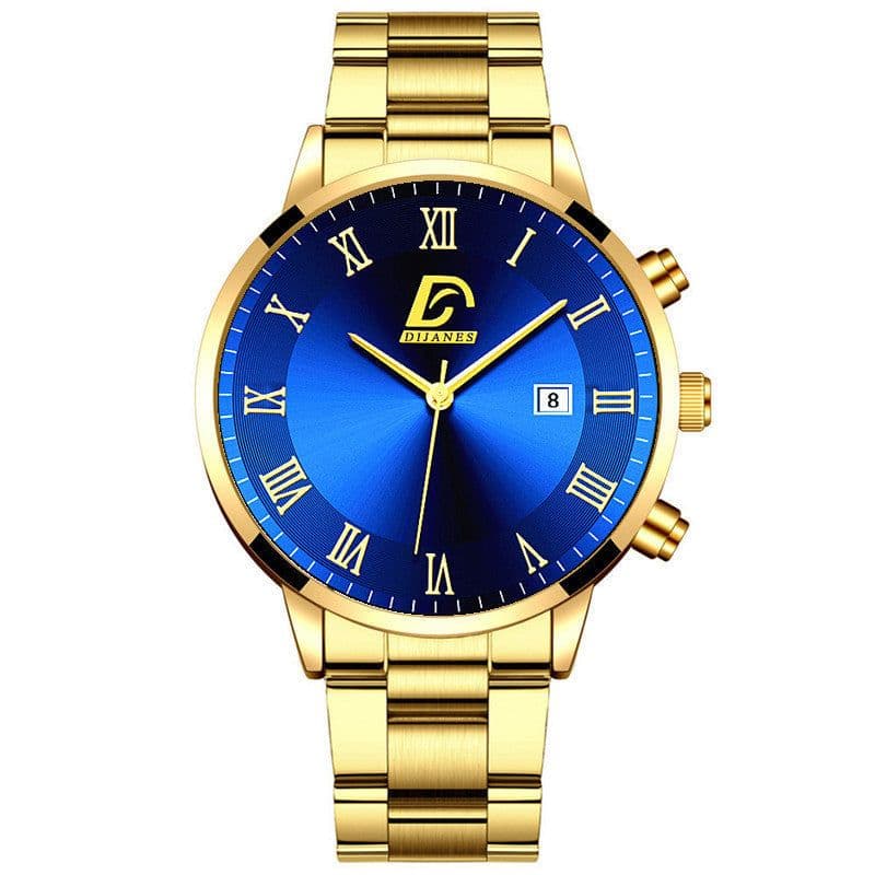 image-Fashion Men's Casual Business Calendar Stainless Steel Watch