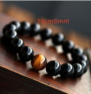 image-Natural Black Onyx With Stone Tiger Eyes Energy Bracelet