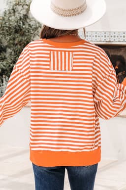 image-Black Stripe Exposed Seam Drop Shoulder Casual Pullover Top