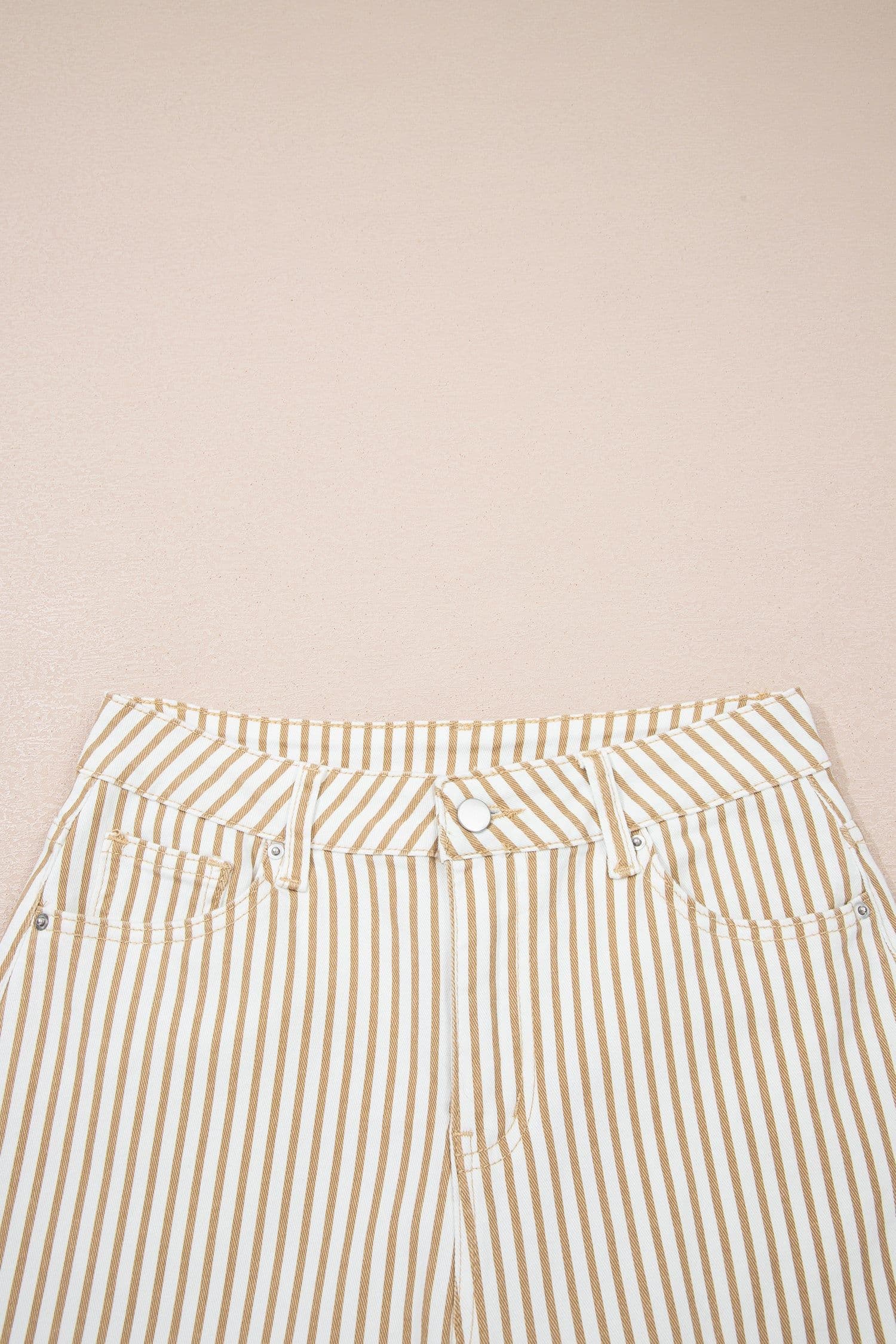 image-Khaki Stripe Casual Barrel Jeans - Striped Denim Pants