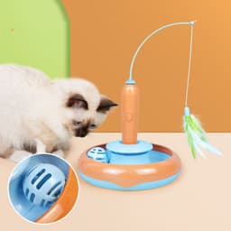 image-2 In 1 Pet Cat Toy With Feather For Self-play Cat Turntable Pets Supplies Cat Toy Toys Cats Items Products