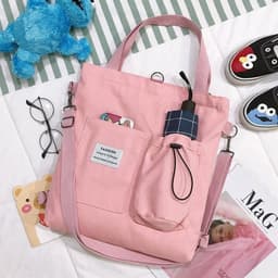 image-Harajuku Canvas Bags Students Handbag With Pockets Preppy Buckpack Shoulder Bag For Women