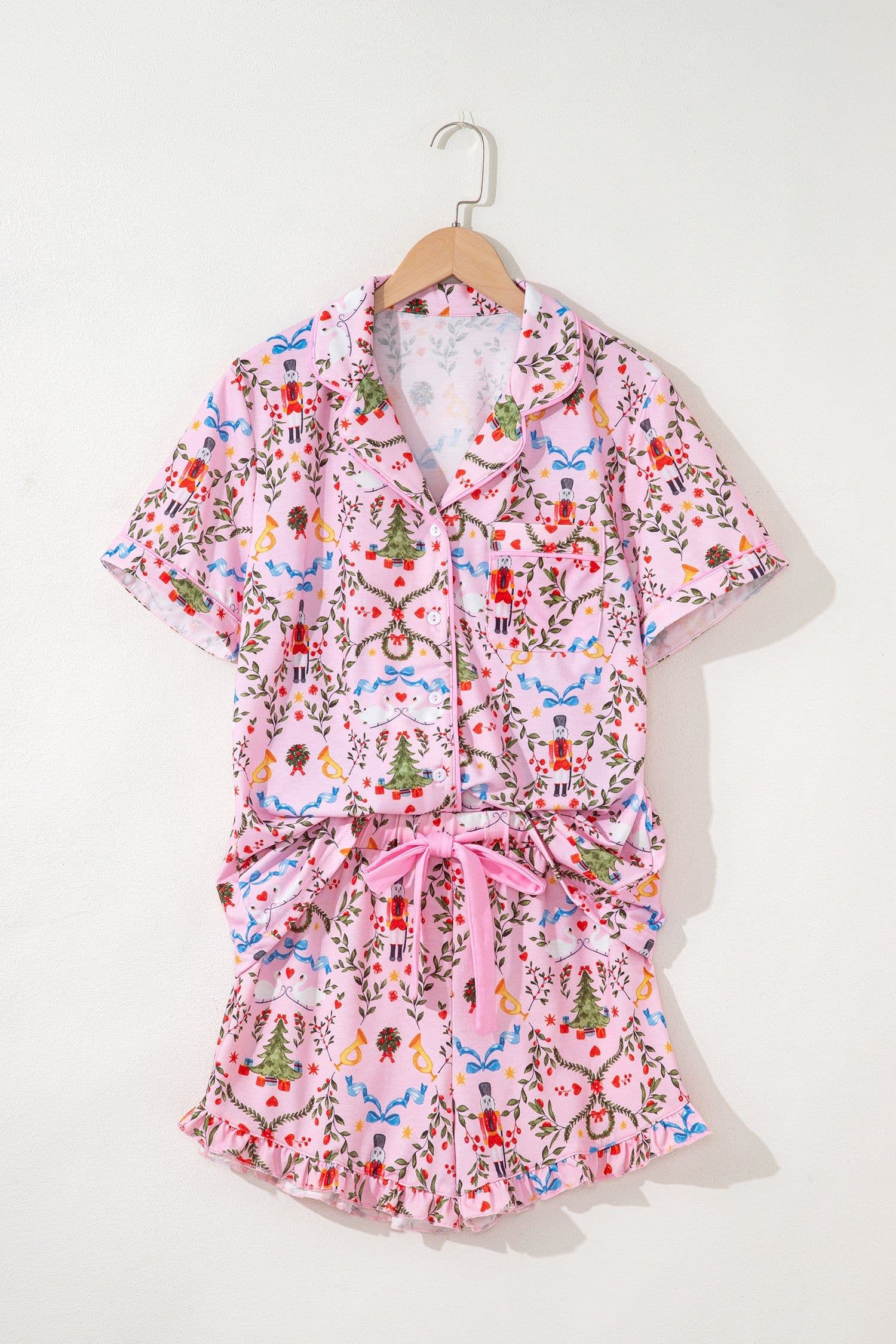 image-Pink Nutcracker Doll Christmas Pajama Set