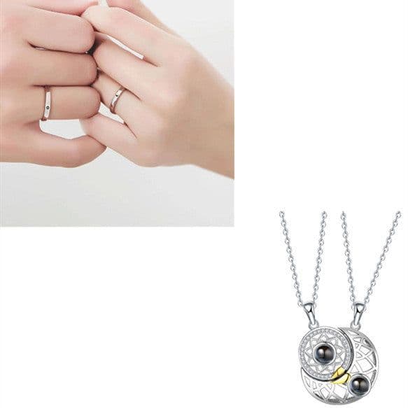 image-Sun Moon Shape Couple Personalized Necklaces Wedding Birthday Jewelry Languages I Love You Projection Pendant Necklace Gifts