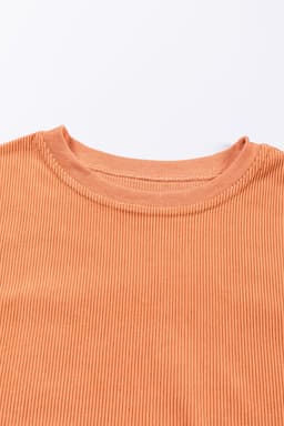 image-Strawberry Pink Ribbed Corded Oversized Sweatshirt