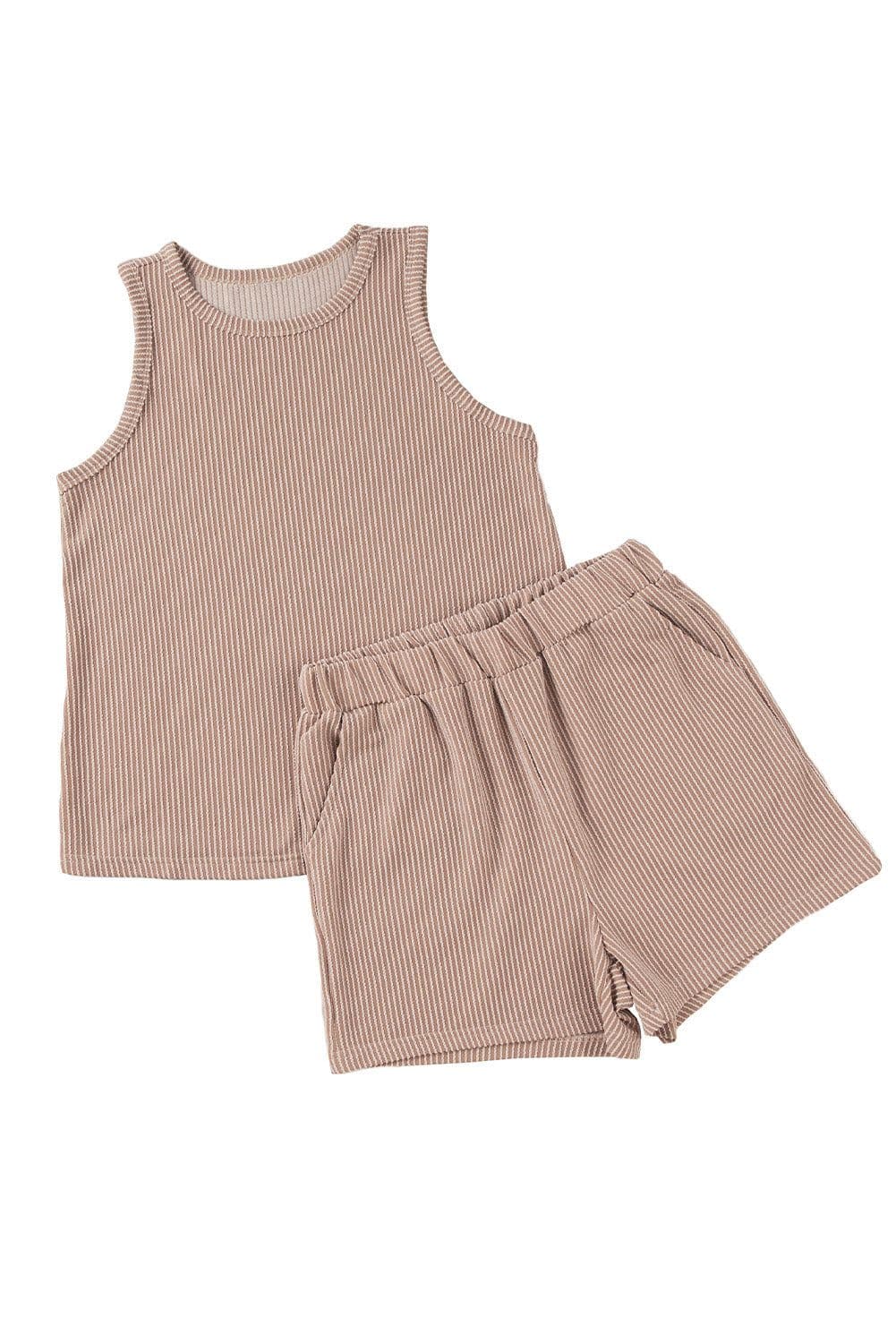 image-Smoke Gray Corded Sleeveless Top and Shorts Set