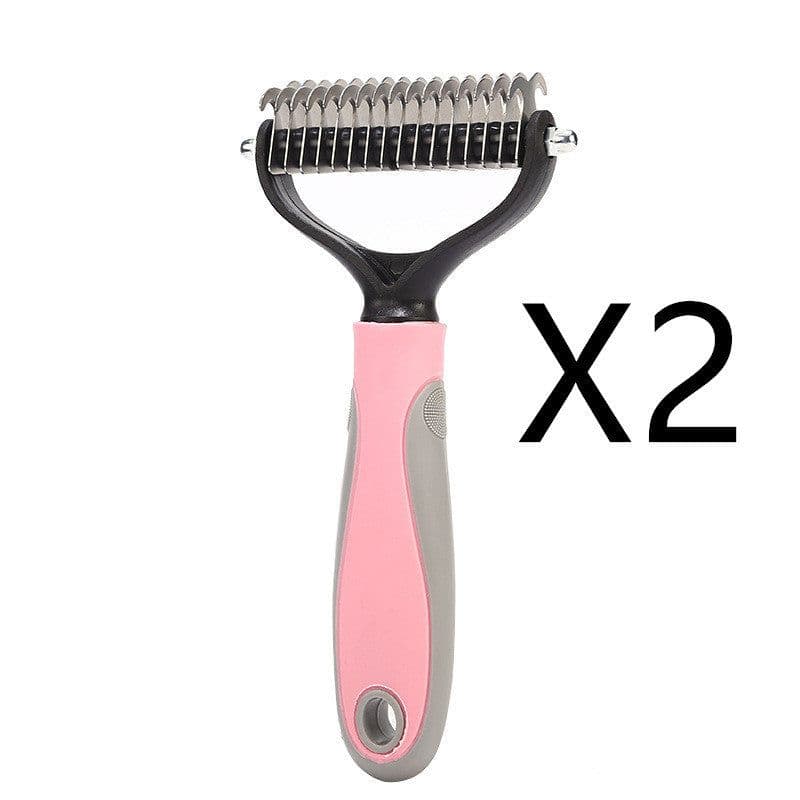 image-Stainless Double-sided Pet Brush Hair Removal Comb Grooming Dematting Dog Grooming Shedding Tools