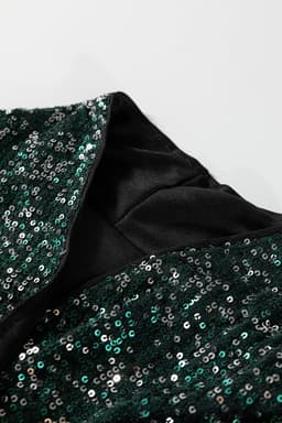 image-Evergreen Glitter Sequin Open Front Long Sleeve Top