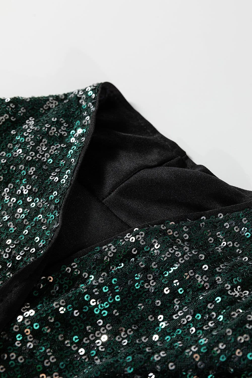 image-Evergreen Glitter Sequin Open Front Long Sleeve Top