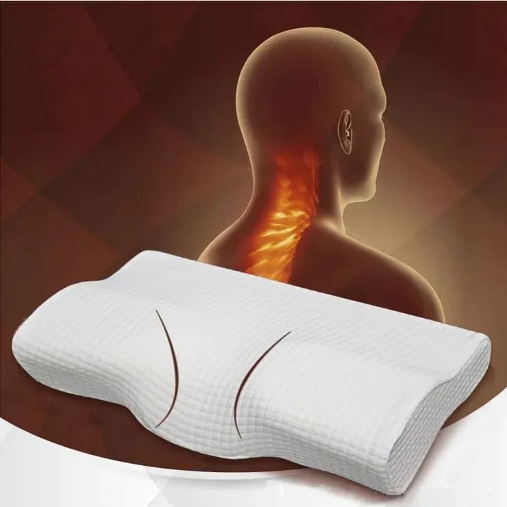 image-Orthopedic Latex Magnetic 50*30CM White Color Neck Pillow Slow Rebound Memory Foam Pillow Cervical Health Care Pain Release