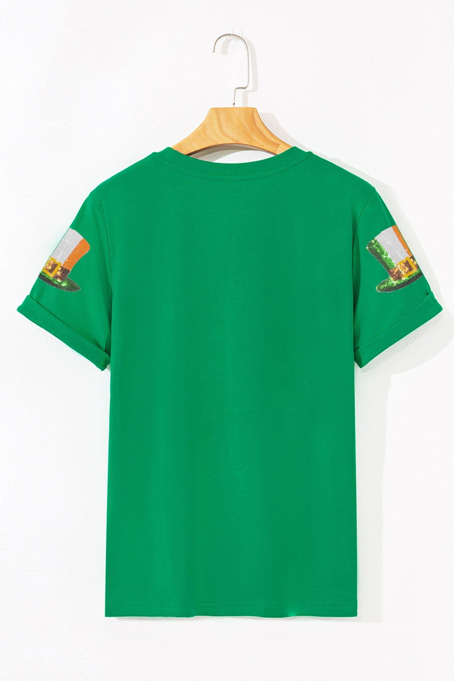 image-Bright Green Sequin St Patricks Day Hat Relaxed T Shirt