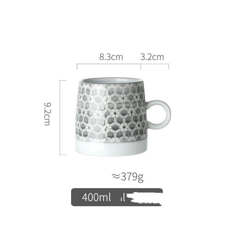 image-Retro Pastoral Water Cup Embossed Stoneware Mug