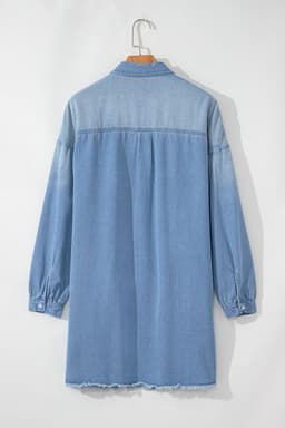 image-Blue Risen Denim Shirt Dress - Medium Wash, Chic Casual Fit