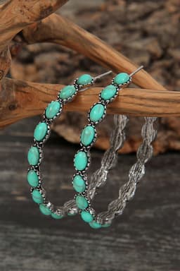 image-Sky Blue Gem Inlay Retro C-Shape Earrings