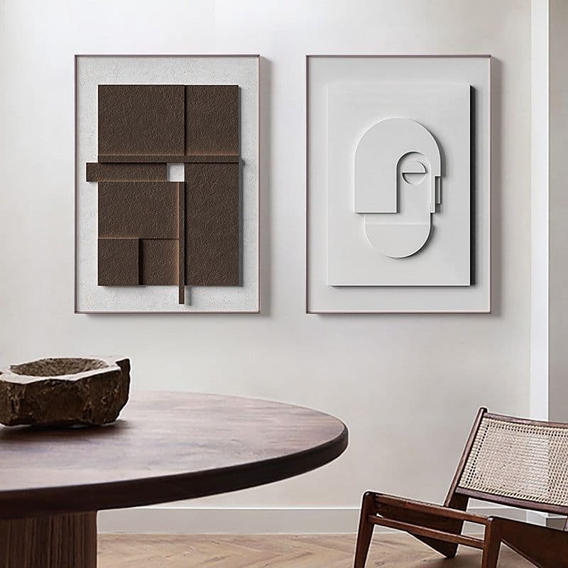 image-Three-dimensional Abstract Silent Style Geometric Morandi Hanging Painting