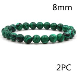 image-Classic Black Matte Green Malachite Bracelets Suitable Women Men Elastic Strand Jewelry