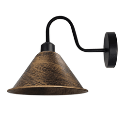 image-Brushed Copper Vintage Wall Light Fixture Black Wall Sconce Wall Mounted Swan Neck Cone Shape Shade
