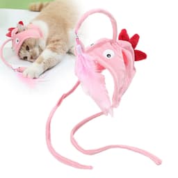 image-New Head Wearing Feather Funny Cat Stick Funny Cat Toy Stick Gray Big Eye Pet Toys Pet Products