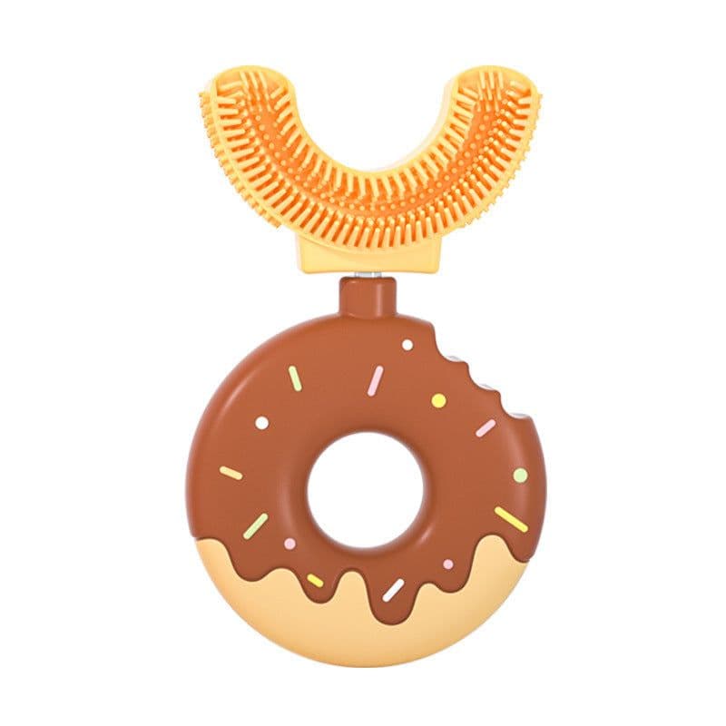 image-Children's Manual U-shaped Silicone Baby Donut Toothbrush Artifact