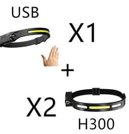 image-COB LED Induction Riding Headlamp Flashlight USB Rechargeable Waterproof Camping Headlight With All Perspectives Hunting Light