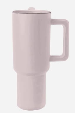 image-Pear Green Frosted Stainless Handle Large Vacuum Cup with Straw 40oz