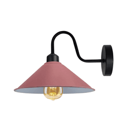 image-Pink Wall Light Fixture,Black Wall Sconce E27 Base Socket Screw Type Wall Mounted Swan Neck Cone Shape Shade