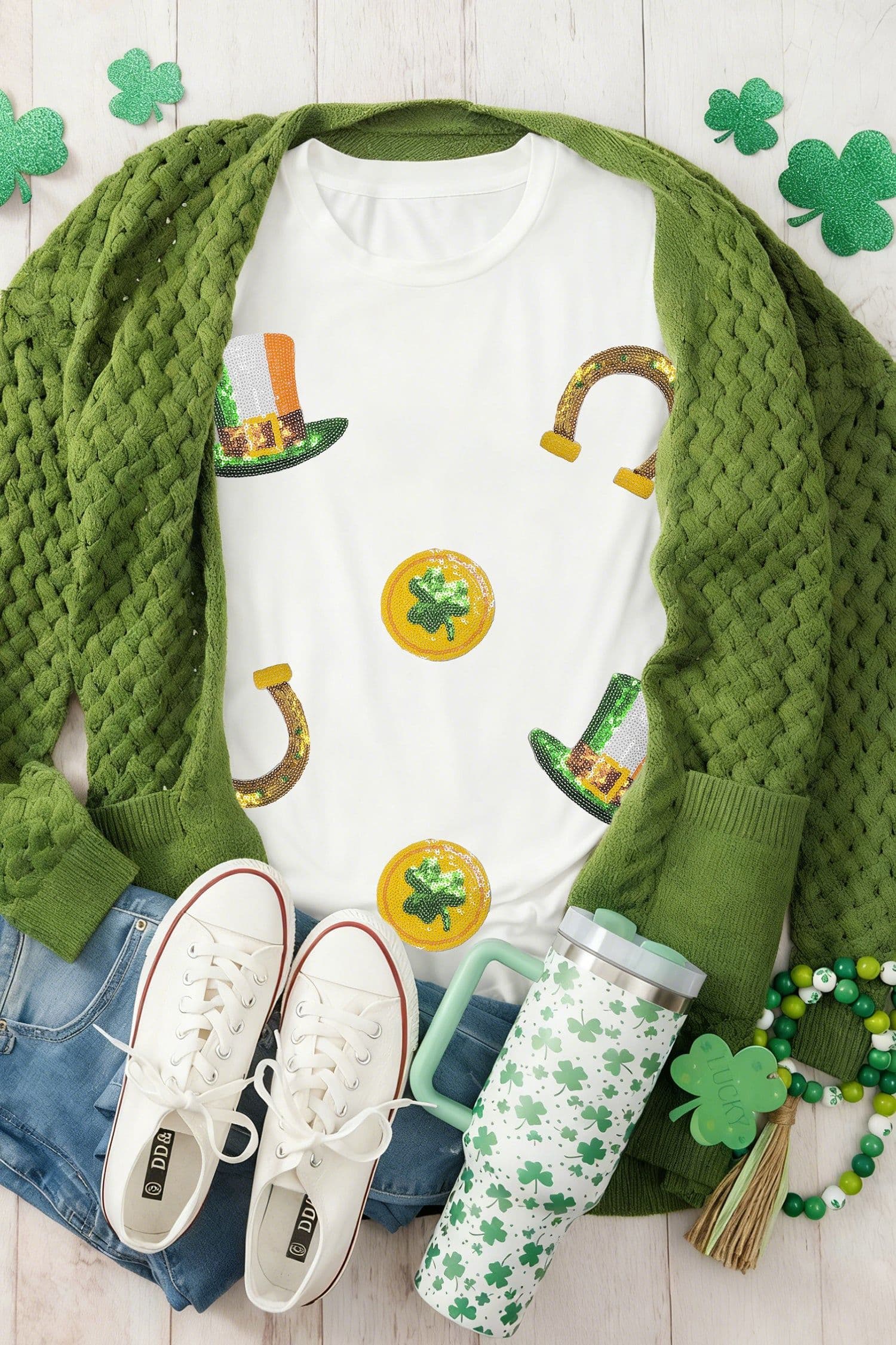 image-White St Patricks Day Sequin T-Shirt