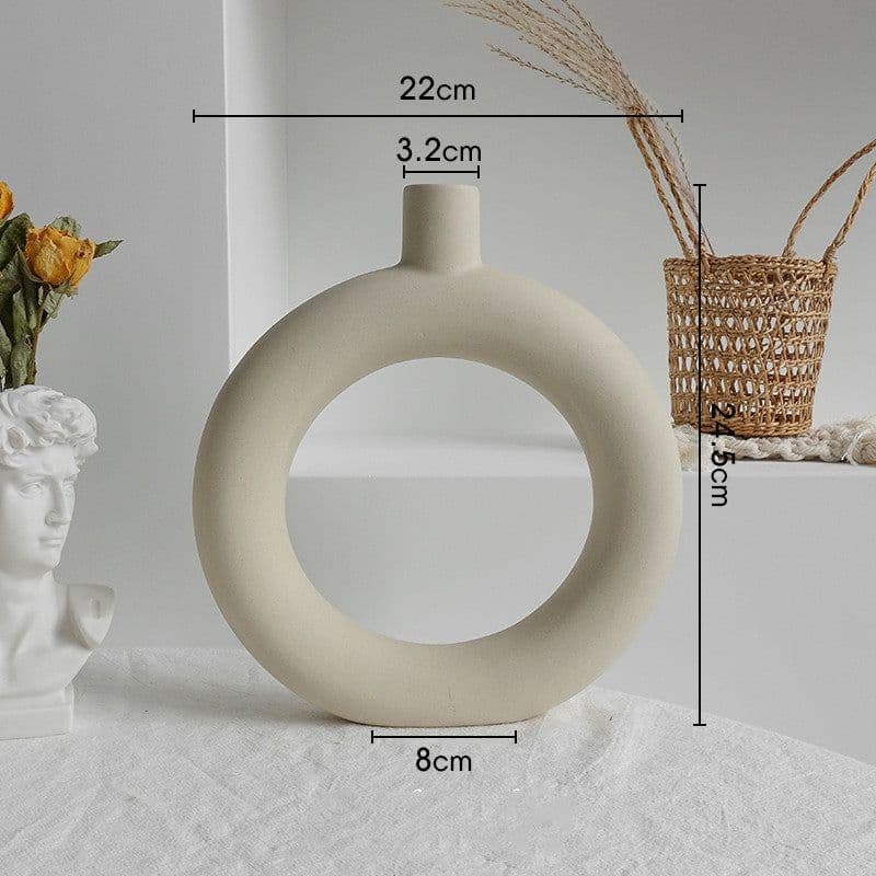 image-Simplicity Ceramic Vase Dry Flower Arrangement Home Decoration Ornament Living Room Display Art Vases