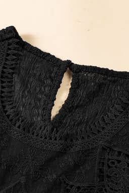image-Guipure Lace Crochet Keyhole Back Tank Top - Apricot